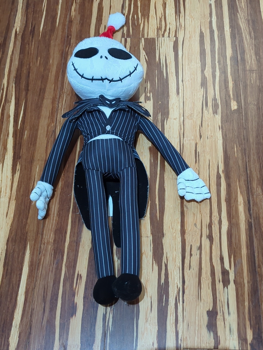 Disney Black & White Jack Skellington Plush with Red Hat Pom